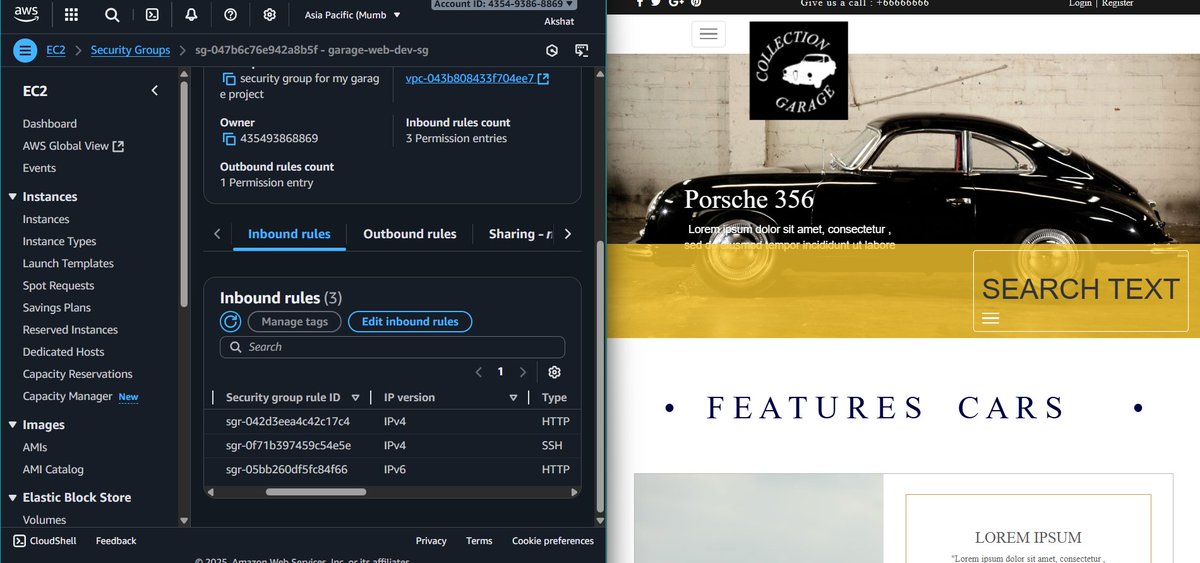 Devops_AB's tweet image. 🚀 Hosted my Garage Website on an AWS EC2 Instance!
Configured Apache, deployed the files, and updated Security Group inbound rules to allow HTTP traffic 🔥
Now my site’s live straight from the cloud ☁️

#AWS #EC2 #DevOps #WebHosting #CloudComputing