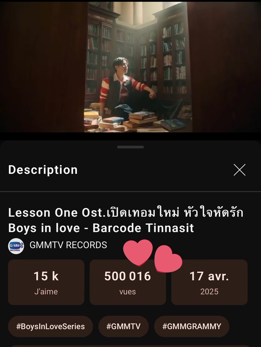 JeffBarcode_FR's tweet image. Célébrons les 500k vues, quel est le prochain objectif ? 🔥
Continuons à streamer !
Écoutez la chanson « Lesson One » de Barcode sur YouTube, pour la série Boys In Love.🥰
📼 : youtu.be/nnEkoi77ImE?si…
#LessonOneMV #BoysInLoveSeries #TINNASIT #barcodetin