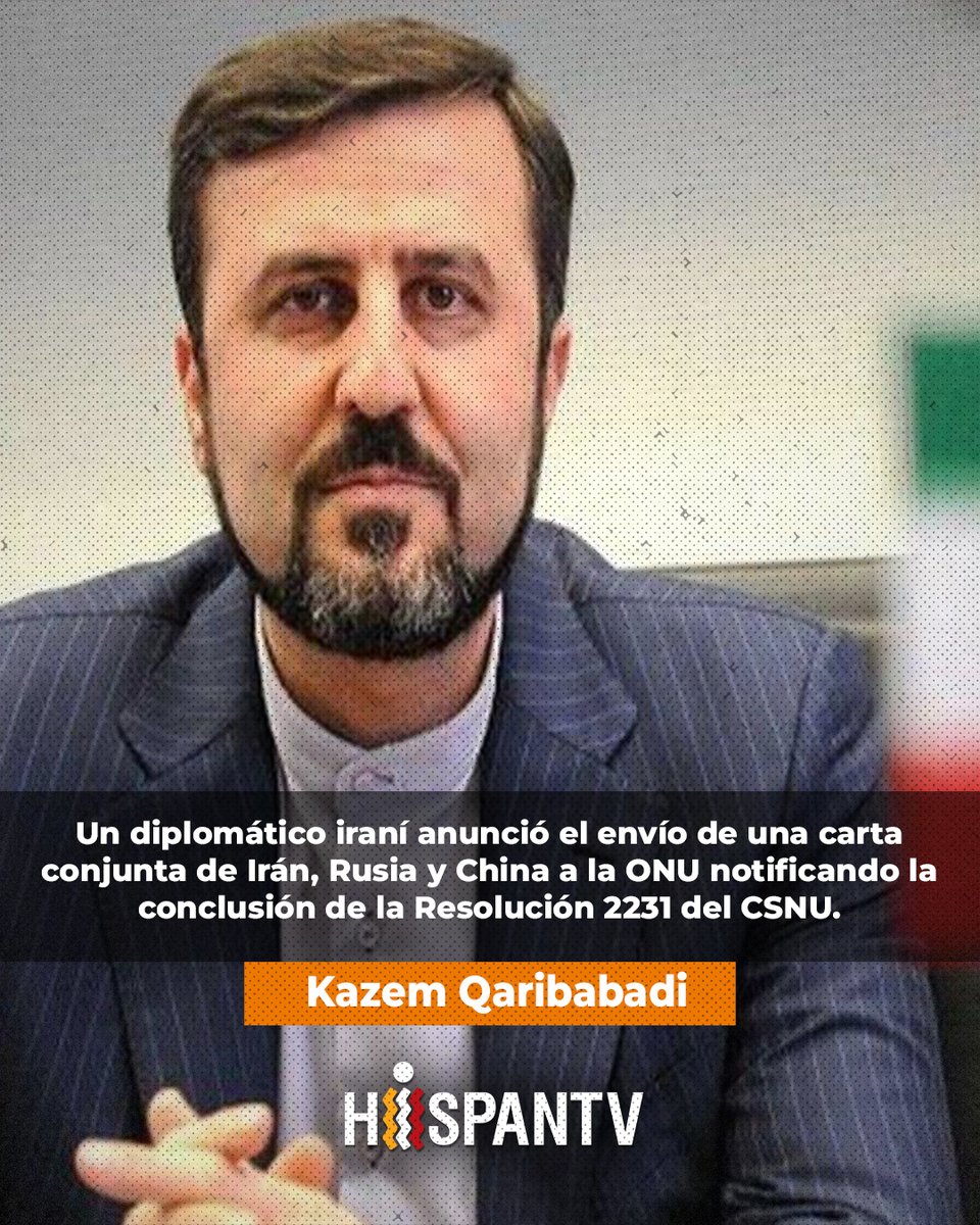Nexo_Latino's tweet image. 🇮🇷🇷🇺🇨🇳 Irán, Rusia y China notifican a la ONU el fin de Resolución 2231

Un diplomático iraní anunció el envío de una carta conjunta de Irán, Rusia y China a la ONU notificando la conclusión de la Resolución 2231 del CSNU.

🔗 tinyurl.com/7xr79e8n

#snapback