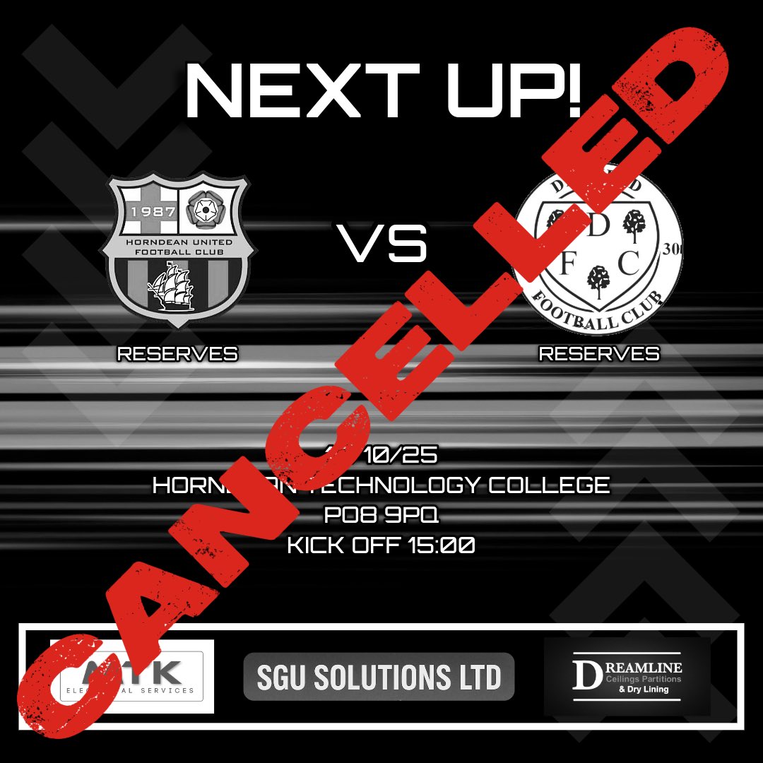 🔴⚫️ MATCH CANCELLED ⚫️🔴

Due to Denmead unable to raise a side, our reserves team fixture today has been cancelled.
We now look towards next weekend 🔴⚫️

#upthedeans