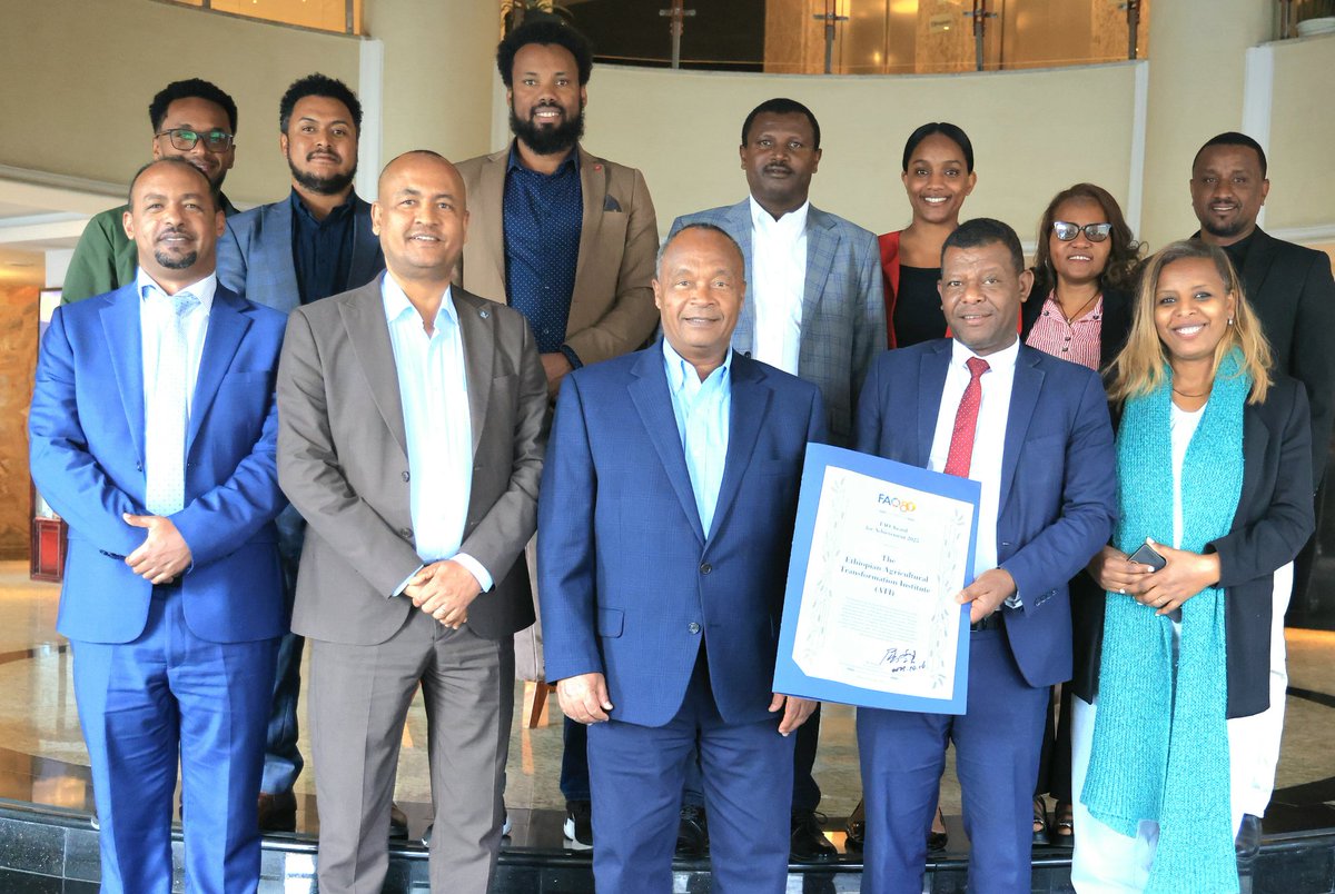 Yimer_D's tweet photo. Welcome, ATI Delegates! 🇪🇹
I am proud to welcome our ATI CEO, Dr. @mandefro_niguss &amp; team back from the FAO’s 80th Anniversary in Rome! 
Huge congratulations on winning the FAO’s Most Prestigious Achievement Award 2025.
So proud to be part of this journey with ATI! 🙌💚 

#ATI https://t.co/VNBjisBJae