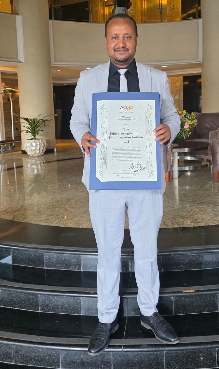 Yimer_D's tweet photo. Welcome, ATI Delegates! 🇪🇹
I am proud to welcome our ATI CEO, Dr. @mandefro_niguss &amp; team back from the FAO’s 80th Anniversary in Rome! 
Huge congratulations on winning the FAO’s Most Prestigious Achievement Award 2025.
So proud to be part of this journey with ATI! 🙌💚 

#ATI https://t.co/VNBjisBJae