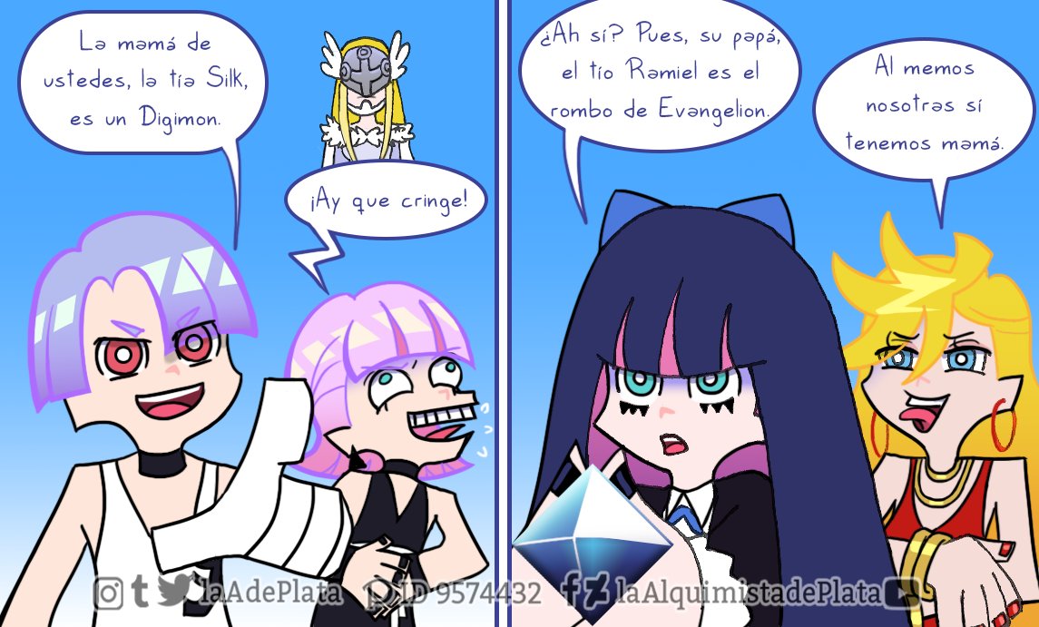 laAdePlata's tweet photo. Espero que #Polyester y #Polyurethane aparezcan en la siguiente temporada de #PantyandStocking . Me caen bien :)
Vi el anime con doblaje y por semanas creí que su padre se llamaba #Ramiel como en #Evangelion
#Angewomon #Digimon #StockingAnarchy #PantyAnarchy #Stockiel #Pantiel https://t.co/g2qcTChLaN