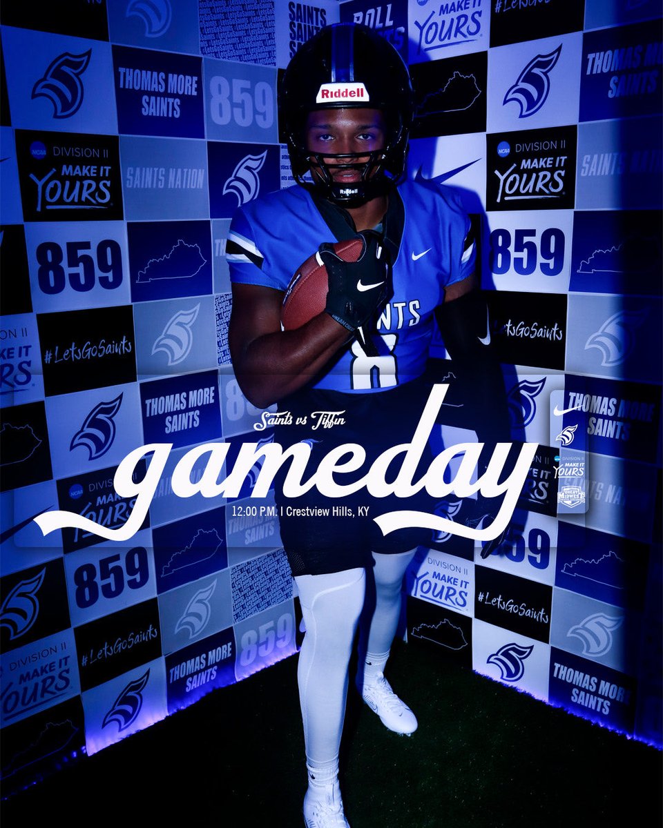 tmusaints's tweet photo. GAME DAY.

🏈: Football Hosts Tiffin
⏰: 12:00 P.M.
📍: Crestview Hills, KY
🏟️: Republic Bank Field
📺: https://t.co/rJ22z2RLvq
📊: https://t.co/IelWVnDBQn

@TMU_Football 

#LetsGoSaints https://t.co/zSlEXcNJl1