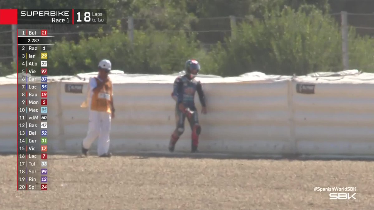 WorldSBK's tweet photo. 🙁 @jonathanrea is OUT of Race 1💥

#SpanishWorldSBK 🇪🇸 https://t.co/bRvkvZCu6Q