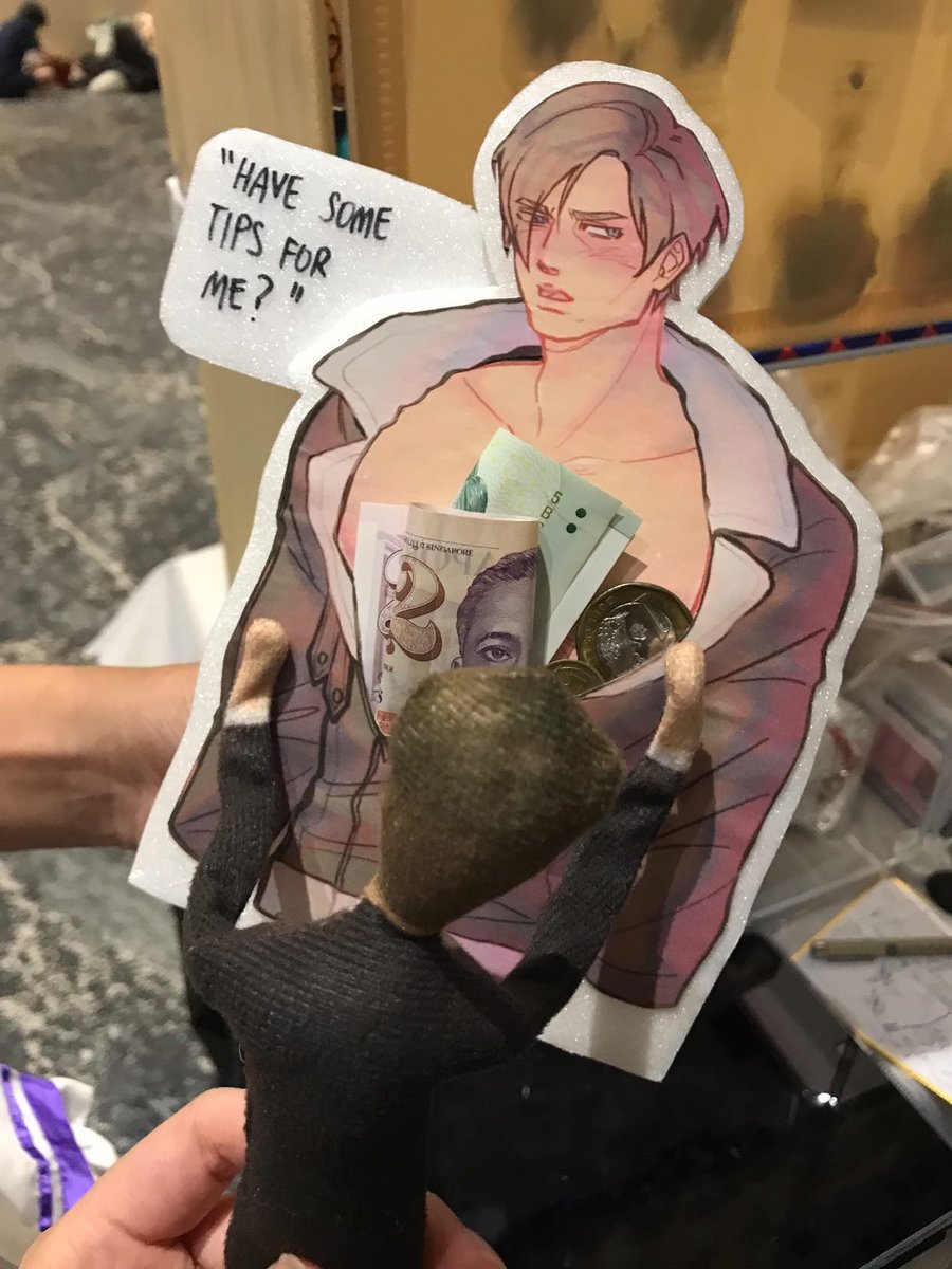 how kind of leon to hold my tips for me! ft. adachi… #leonkennedy #ResidentEvil