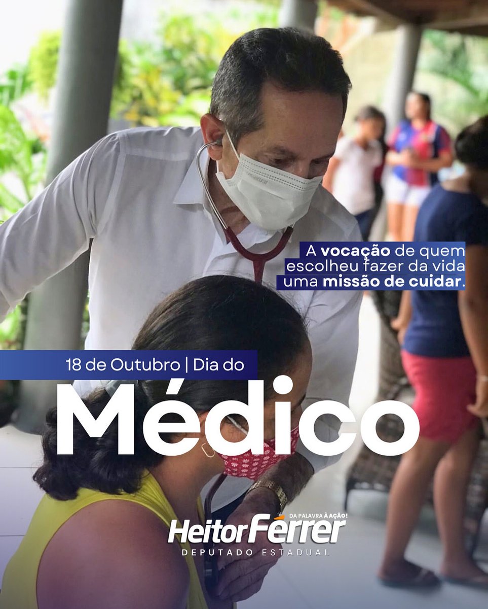 Ser médico foi uma escolha que nasceu do desejo de servir. Um propósito que saiu da sala de atendimento para a vida pública e se transformou em missão coletiva. Cuidar das pessoas é o meu caminho. Aproveito para parabenizar todos os colegas médicos! Feliz do médico!