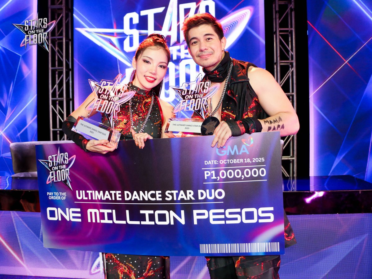 SOTF_GMA's tweet photo. Congratulation to the Ultimate Dance Star Duo of #StarsOnTheFloor, RODJUN CRUZ & DASURI CHOI! ๐โจ
Huge congratulations to you as well, Coach Macky! ๐ฏ๐๐ผ
#SOTFTheFinalDanceBattle #RodjunCruz #DasuriChoi https://t.co/feYVzUcL7W
