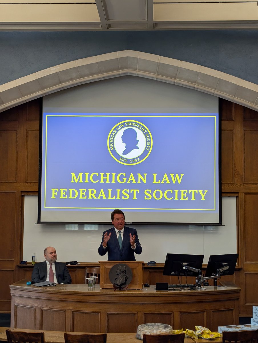 We had an awesome event yesterday with Judge Stras of the 8th Circuit and Judge Bush of the 6th Circuit speaking on how judicial structure has changed since the founding era. Hope to see everyone at the FedSoc tailgate this morning! Go Blue!