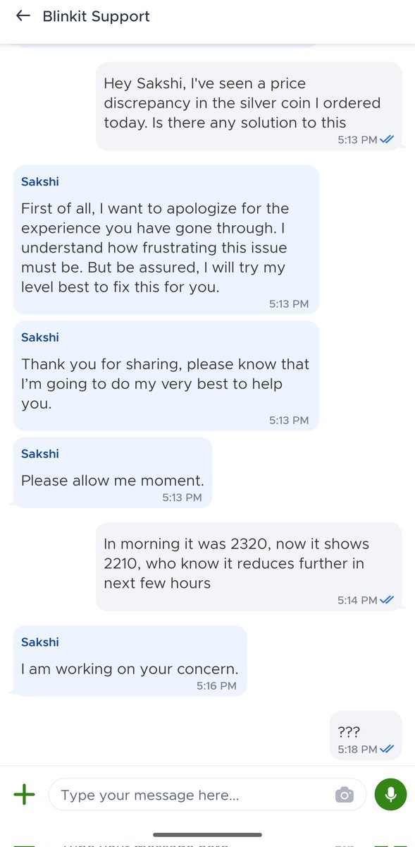 amanizhere's tweet photo. Not so professional support and help from @letsblinkit support team. Just after the ordering price got reduced and there is no way to return that item.
@zomato @zomatocare https://t.co/B81DEf9nM2