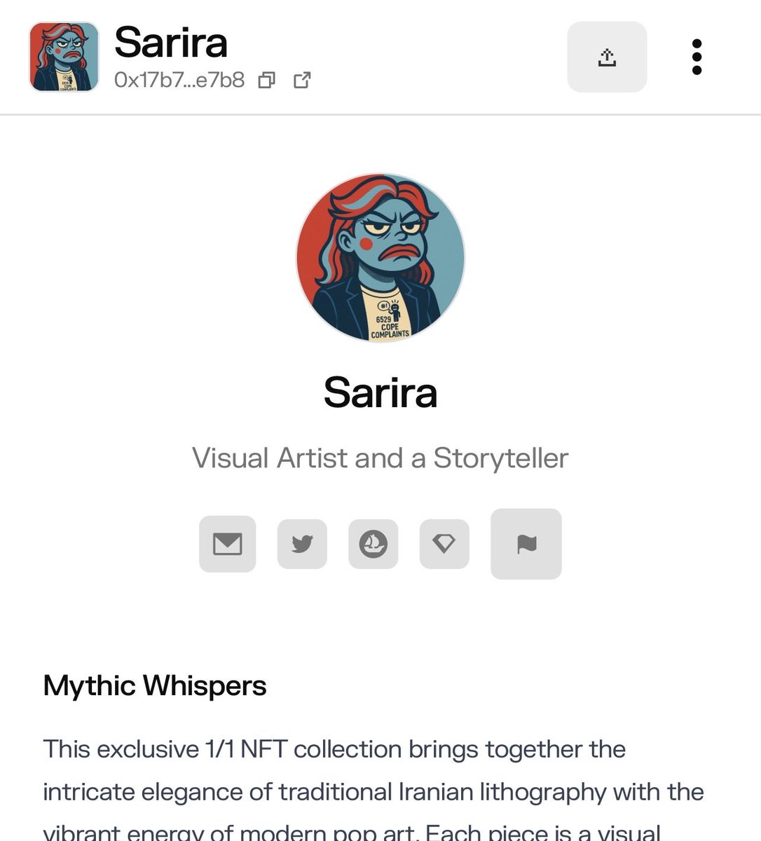 Only 7 pieces listed on SuperRare and 7 on Manifold primary.
Prices are 0.19, 0.29, and 0.31, all 1/1s.
Your pick.