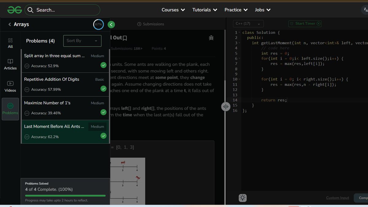 SealRishita's tweet image. Day 130 and Day 131 of GFG 160 Days challenge-
Solved Arrays Bonus questions
@geeksforgeeks #CodingJourney