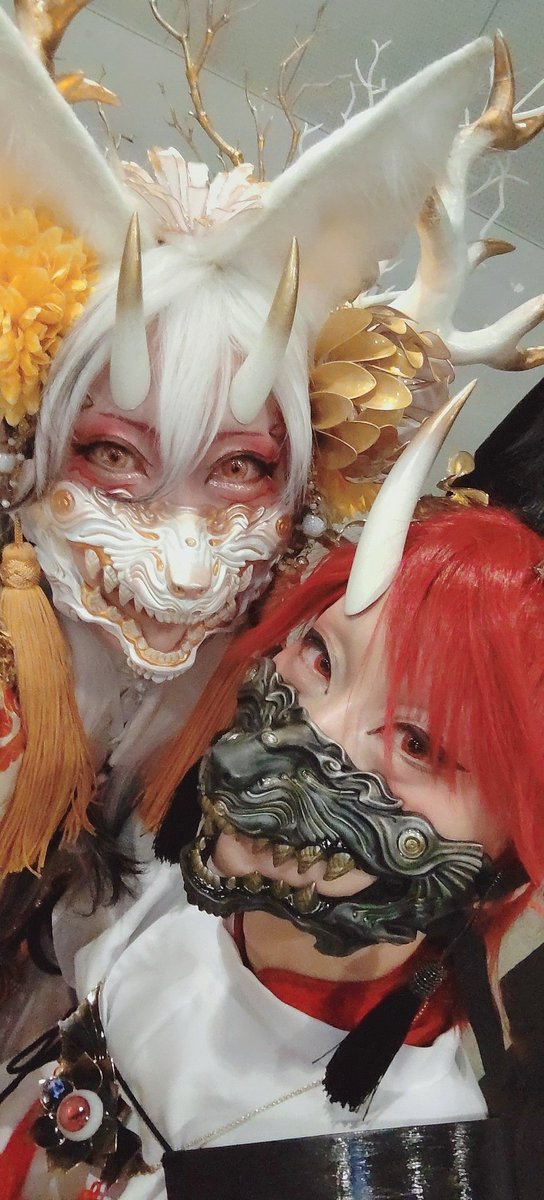 umetikin4warz's tweet image. 速報🦊#怪々yokai祭2025 7回目✨狐の山神さんの孫w😉
#かしまや さん @telutelu_satoko の鬼狐面頬で春和くんと狐コンビ♪🦊🦊✨いっぱい褒めてもらえてメチャ楽しかった✨🥰
いつもより落ち着いてたから夢幻さんにしっかり撮影してもろた♪有難うございます!!✨😁
#怪々yokai祭 #創作コス #角処夏梅
