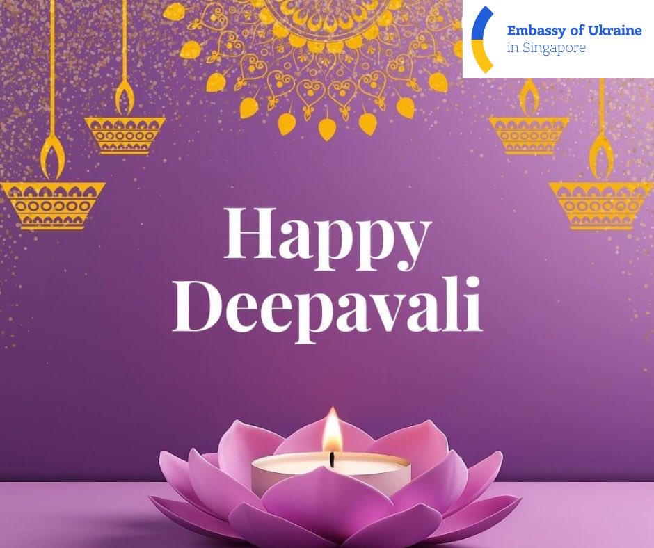 🪔 On this radiant Festival of Lights, the Embassy of 🇺🇦 joins in celebrating Deepavali — a time honouring the triumph of good over evil, knowledge over ignorance, and light over darkness. 
May the glow of diyas bring joy, prosperity, and warmth to your lives. 
Happy Deepavali 🙏