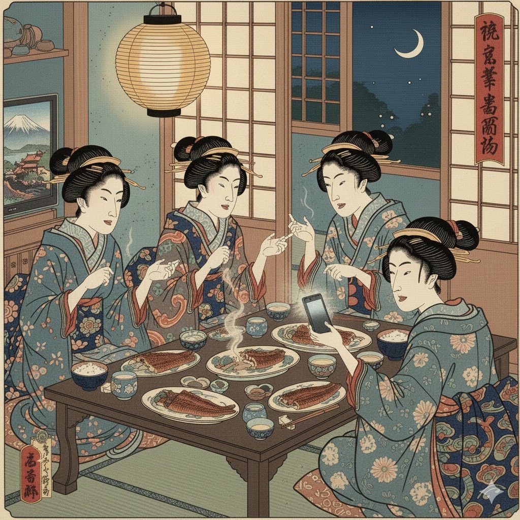 edoshomin's tweet image. 今夜はうなぎパーティーだった江戸庶民