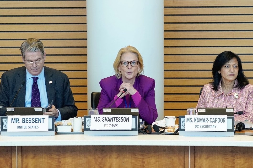 moderaterna's tweet image. Finansminister Elisabeth Svantesson leder IMF:s och Världsbankens årsmöten i Washington i dagarna.

Elisabeth leder utvecklingskommitén i två år och är den första europeiska ministern någonsin med uppdraget. Det är vi stolta över!

”Jag är glad att min roll som ordförande ger…