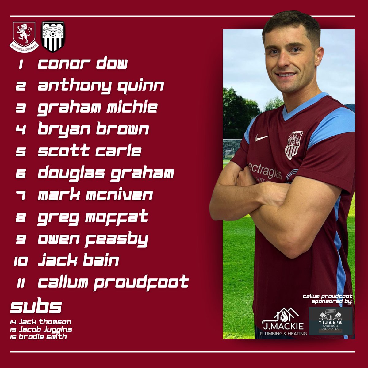 📋 Your Bridge of Earn 11 to face Kinrossie Caledonian today in the North of Tay Cup.

A recognisable clubman’s name between the sticks today… he’s dusted off his keeper gloves and pulled the Brig strip on! 🧤

COME ON BRIDGE OF EARN! 👏

#MTB