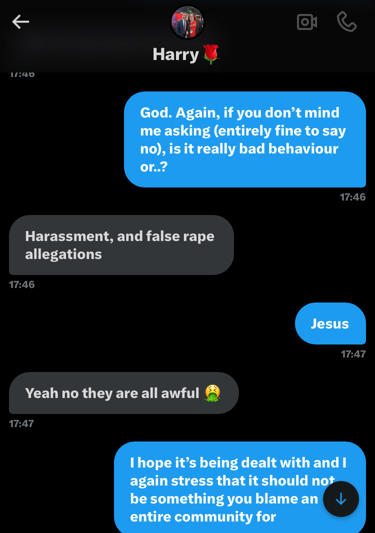 Yeah sorry no but he literally came to me and began being incredibly transphobic.