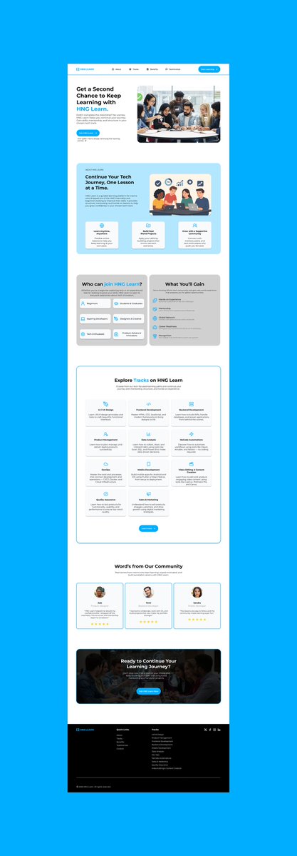 temiback's tweet image. Just completed my Stage 0 design task for the @hnginternship 

Designed a responsive web page for HNG Learn, a program that gives interns a second chance to keep learning.

Focused on brand consistency, visual clarity &amp;amp; accessibility across devices.

#HNGInternship #UIDesign