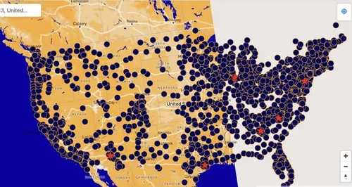 Map showing the concentrations of stupid people in America