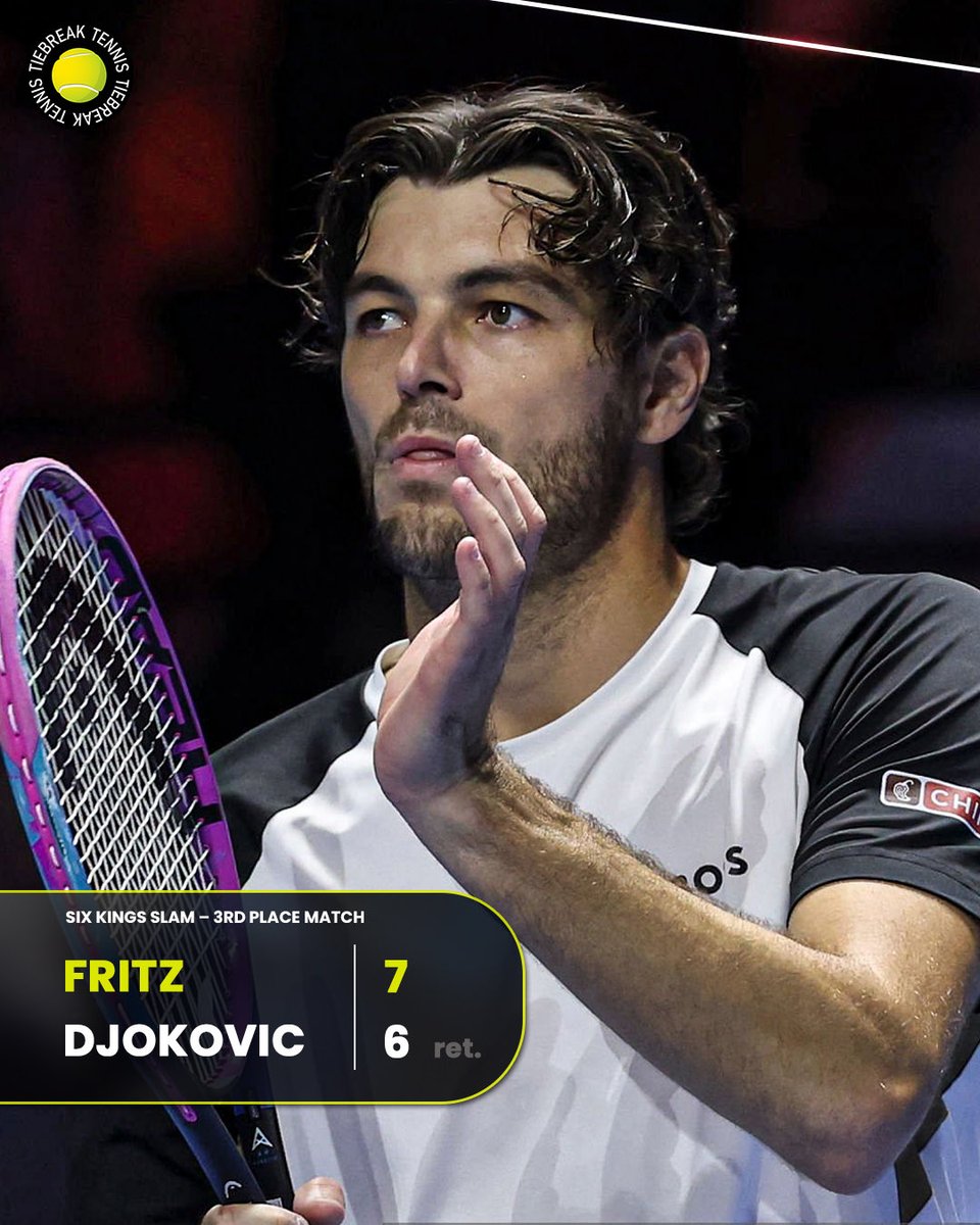 tiebreaktennis_'s tweet image. Novak Djokovic is forced to retire after the 𝒃𝒓𝒖𝒕𝒂𝒍 first set 🥵

📸Getty 
#taylorfritz #fritz #djokovic #sixkingsslam #tiebreaktennis