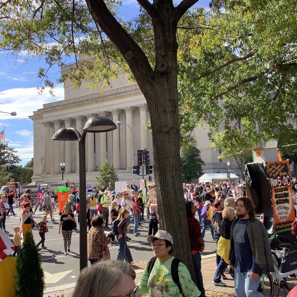 DistrictOPC's tweet photo. Crowd size at the #NoKings demonstration in DC remains steady. D.C. police officers are stationed at key access points. OPC is continuing to monitor for any restrictions on peaceful assembly. https://t.co/DYECKsqrqr