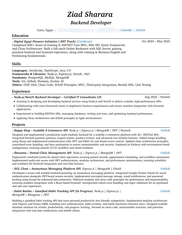 eldeeb0x's tweet image. ده الCV بتاعي بدور على فرصه Entry level/Junior Backend Developer لو حد قدامه فرصه يعملي ريكومنديشن او ريتويت وهكون ممتن والله
note: عدلت الcv ورفعته drive عشان لو حد عايز يبص على لينكد ان او حاجه
drive.google.com/file/d/1o2F2_d…
وده لينك البورتفوليو بتاعي:
eldeeb-portfolio.vercel.app