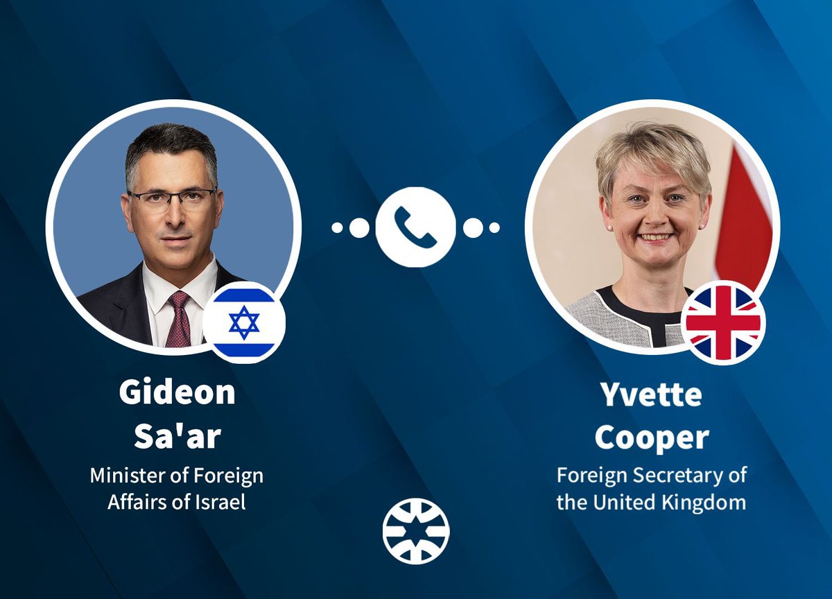 gidonsaar's tweet image. Spoke with UK Foreign Secretary @YvetteCooperMP.
We discussed the Trump Plan, its implementation and the situation in Gaza.
I raised the issue of the dead hostages and Hamas’s violation of the agreement in this regard.
I also described Hamas’s efforts to consolidate its…