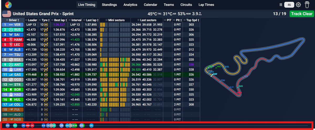 FormulaTimer's tweet image. Added a new feature that allows you to see the gap on track between drivers