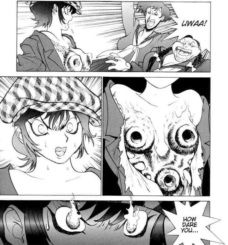 Kintariyo's tweet image. I was revisiting Neo Devilman today and... man, Tatsuya Egawa was really able to perfectly imitate Go Nagai's art style. Look at these panels.