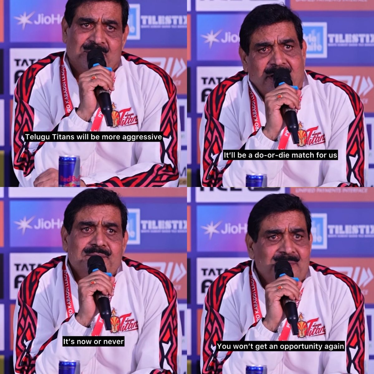 Krishan kumar hooda said "Telugu titans will be more aggressive we wont get an opportunity again , we will work very hard and result will be on god"