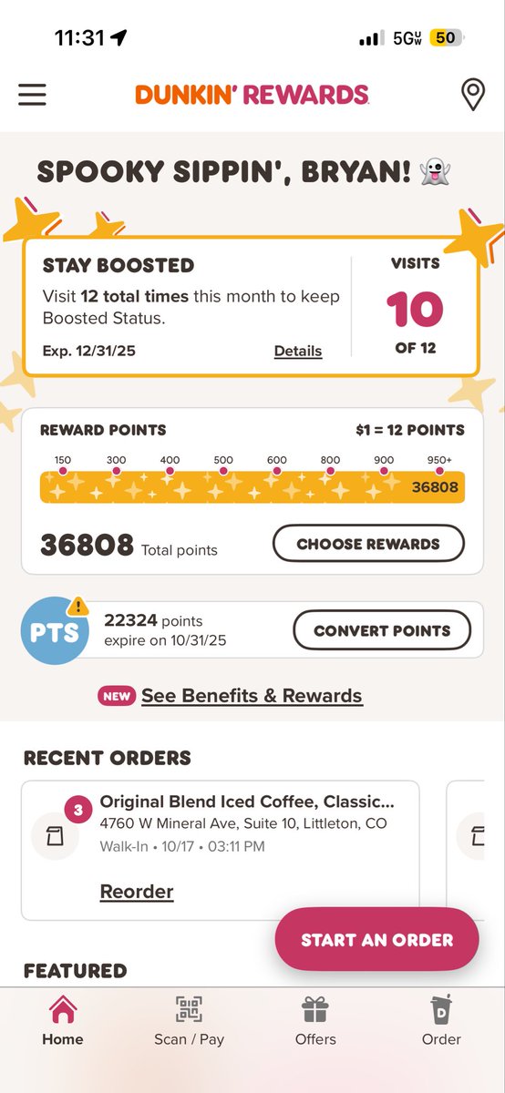 BryanMulcahy's tweet photo. .@dunkindonuts This is outrageous, you have never made points expire and then all of a sudden you change the policy. The fact that it only gives us 1 month to use them is crazy. It appeared today saying this when yesterday it was not there. How am I supposed to use 22k points? https://t.co/vbsF6OgKHm