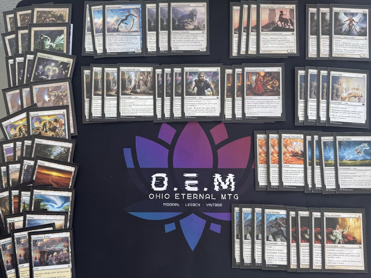 Decklist from last weekend. Mono W/ Heroic. Placed 3rd in the <a href="/Card_Titan/">Card Titan</a> Pauper Showdown. Deck felt great and only loss on the day was against the same Mardu Bounce pile. #pauper is such a fun format! Definitely gotta try it out! #eternalWeekend #ewNa #ew 

<a href="/fireshoes/">Robert Taylor🔥</a>