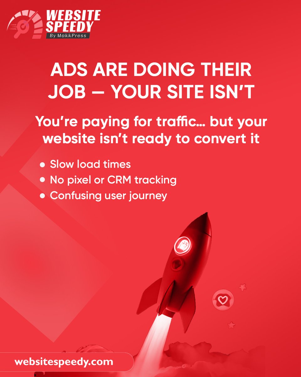 WebsiteSpeedy's tweet image. You don’t have a “bad ad” problem.
You have a “slow website” problem. 👀
👉 Website Speedy can fix that fast!
Visit our website - websitespeedy.com
#WebsiteSpeedy #WebOptimization #DigitalMarketing #SpeedMatters #AdPerformance #FasterWebsites #TechTips #Websitetraffic