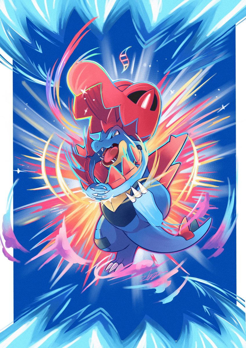 [FANART]
mega feraligatr!!
sorry, i've been busy with works and also exploring lumiose! so fanart of new mega will come slower than usual <3 
i love this design best among mega starters!
#PokemonlegendsZA #feraligatr #megaevolution #オーダイル