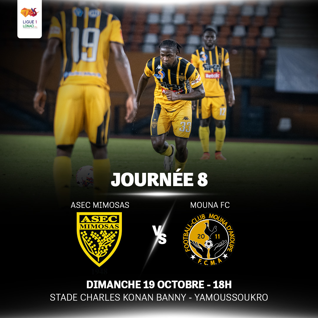 ASECMimosas's tweet photo. #Actionnaires 💛🖤
Dans le cadre de la 8e journée de #Ligue1, l’#ASECMimosas affronte demain à 18h GMT, Mouna FC au Stade Charles Konan Banny de Yamoussoukro.
Les #Mimos sont déterminés à se remettre dans le bon sens de la marche et à renouer avec la victoire 💪⚽
#ASEC #Mimos #Ligue1Lonaci #TeamJauneNoir