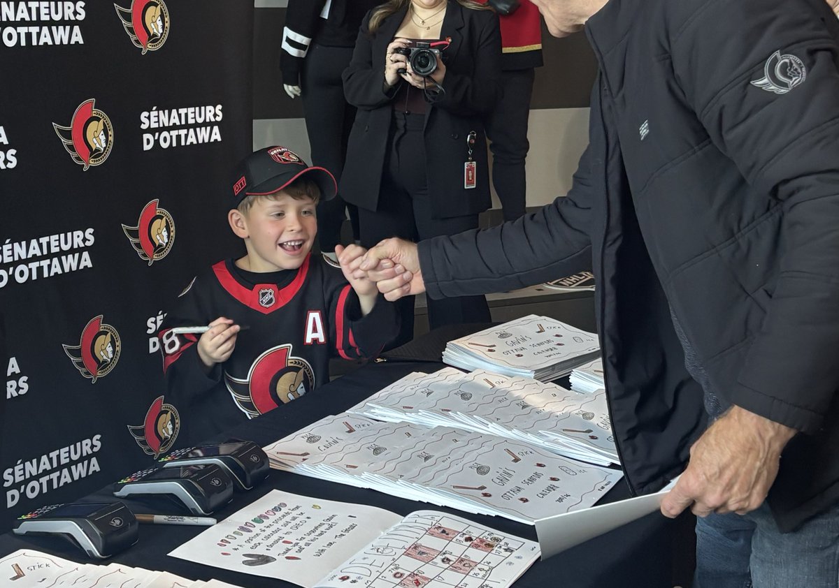 SenatorsFndn's tweet photo. Class of 2038 Gavin Giroux is here signing calendars! Section 202. 

Come see us while quantities last. https://t.co/T11QcV2voi