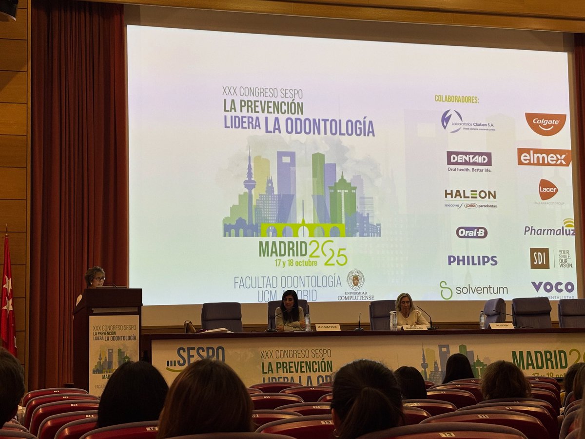 ⸻

🦷 Clausuramos el #SESPO2025 en la <a href="/unicomplutense/">Complutense</a> con el apoyo del <a href="/dentistasCOEM/">COEM</a> Dos días de ciencia, prevención y compromiso con la salud oral. 💙#salud #Prevención #Odontología #UCM