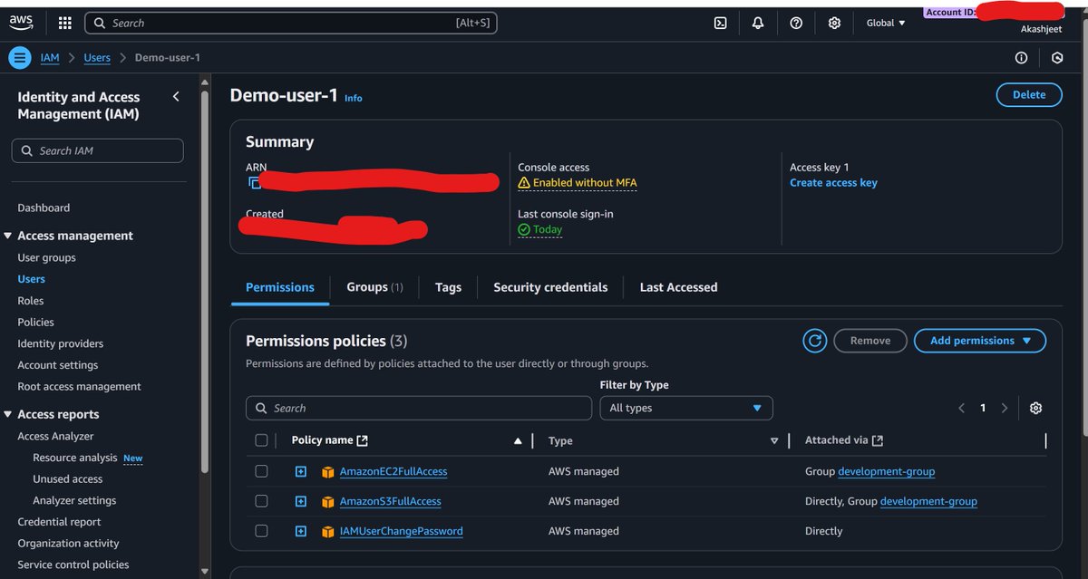 mittirBoiki's tweet image. Started to learn AWS. learned about IAM. Learned how to create users, user groups, attach policies to them, and add users to user groups.
#devopsdeveloper #devopspractices #devopsdeveloper #AWS #awsbasics