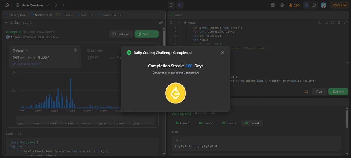 mystic_decoder's tweet image. Day 111                                     
- Leetcode potd    
- 2 codeforces problems  
- 3-4 Sql queries    
Do connect and join the grind! 🔥 
#nDaysOfCode #MERNStack #DSA #BuildInPublic #CodingJourney