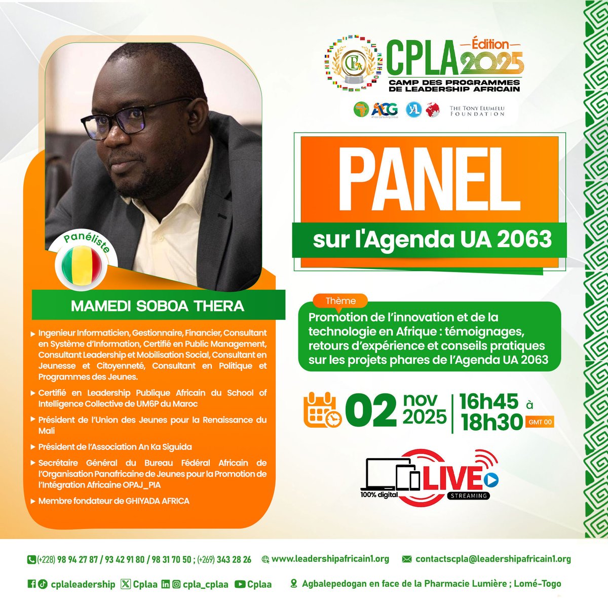 🇲🇱🇲🇱🇲🇱
Mamedi Soboa Thera : un acteur engagé pour une Afrique innovante et intégrée

Cliquez sur le lien suivant lire sa biographie
      ⬇️⬇️⬇️
linkedin.com/feed/update/ur…