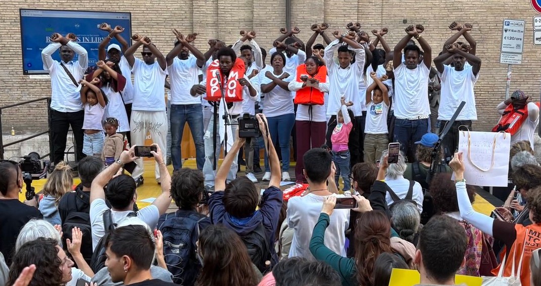 Today in Rome we listened to the powerful voices of survivors. Together with <a href="/RefugeesinLibya/">Refugees In Libya</a> &amp; other comrades we will continue to struggle against the Italy-Libya Memorandum of Understanding. Survivors repeatedly called it the Memorandum of death, as it causes so much suffering.