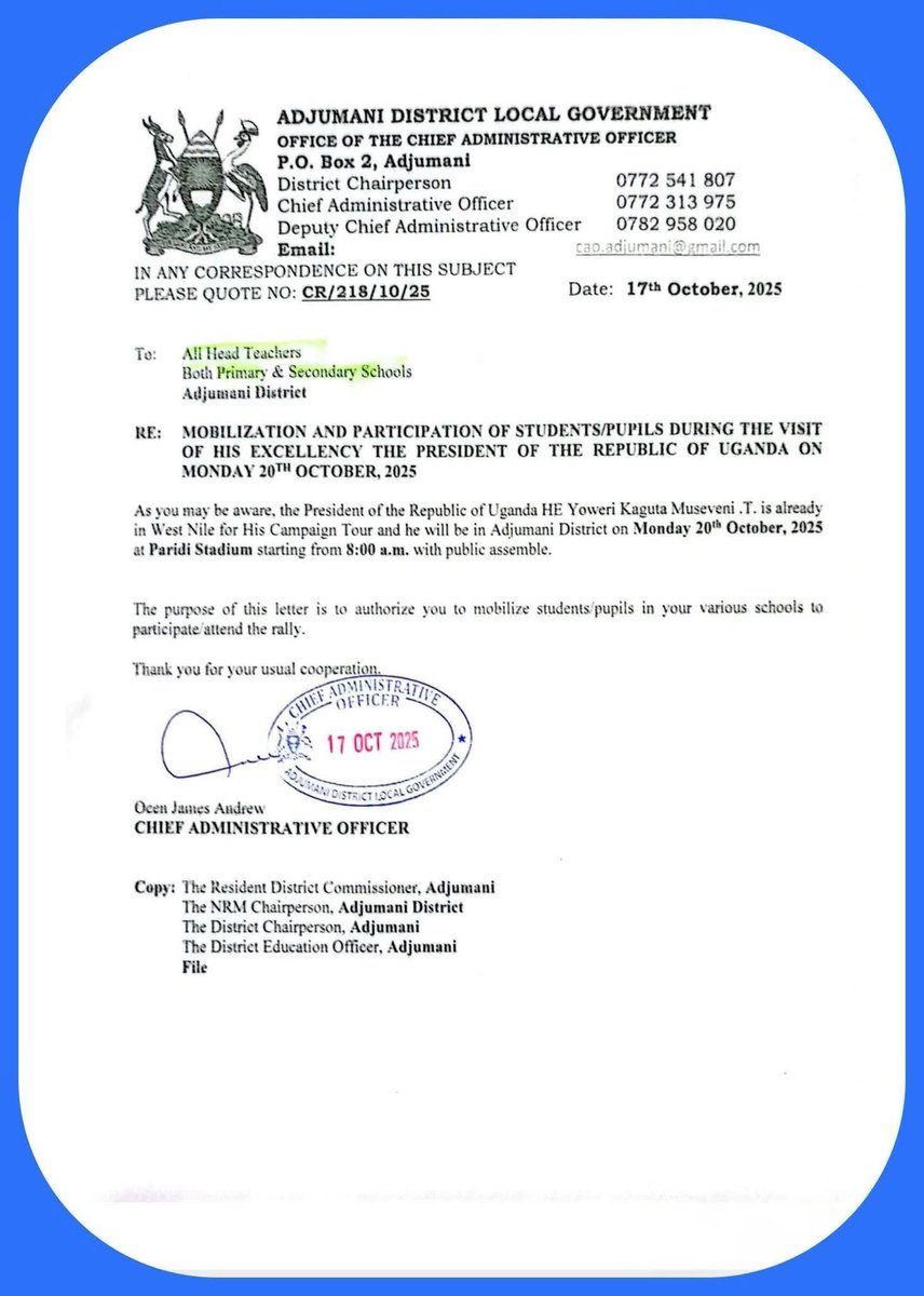 So M7 and his NRM have failed to get numbers now they want students to come out of school and attend their rallies? 

No wonder teachers have been striking and they paid a deaf ear.
Ugandans should know that these people don’t work for us, it’s high time we chased them quickly