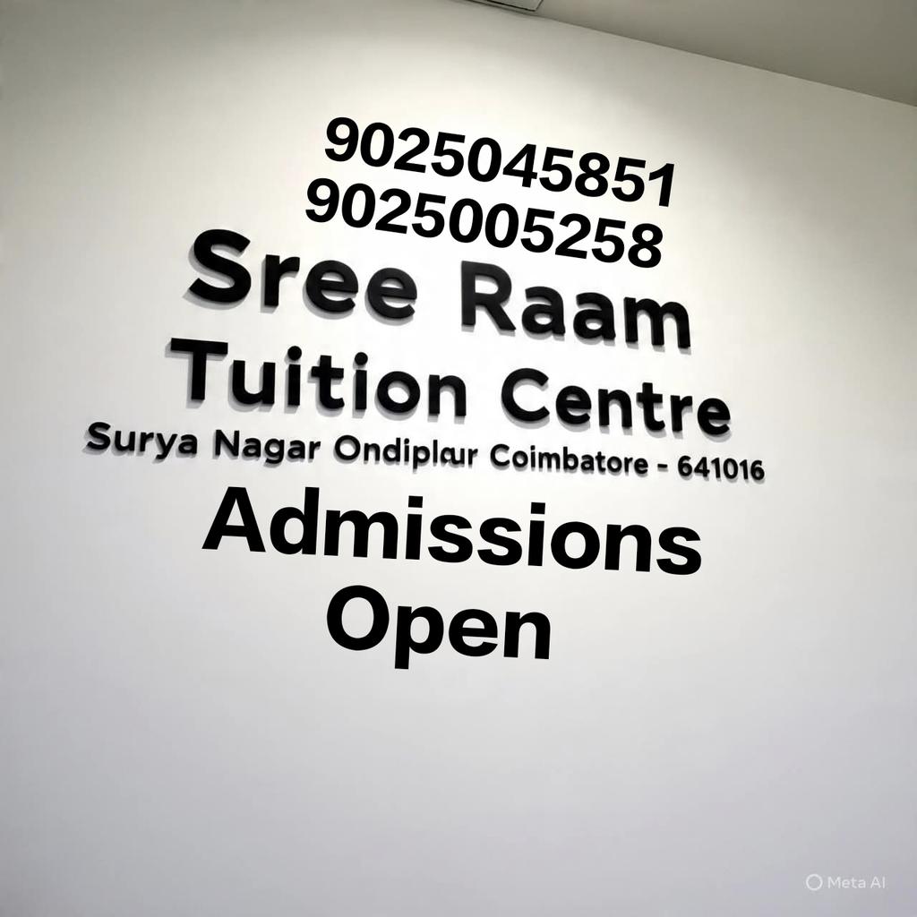 crsedunext's tweet image. Sree Raam Tuition Centre 
20 Yrs experience in 
Coaching. 
Classes from 4th to 12th
Contact number : 9025045851 &amp;amp; 9025005258.
Surya nagar
Ondipudur .
Coimbatore -641016#tuitioncentre #coachingcentre #tuitioncentre #hometuition #tuitionforallstudents #tuitionforallsyllabi #hardwor