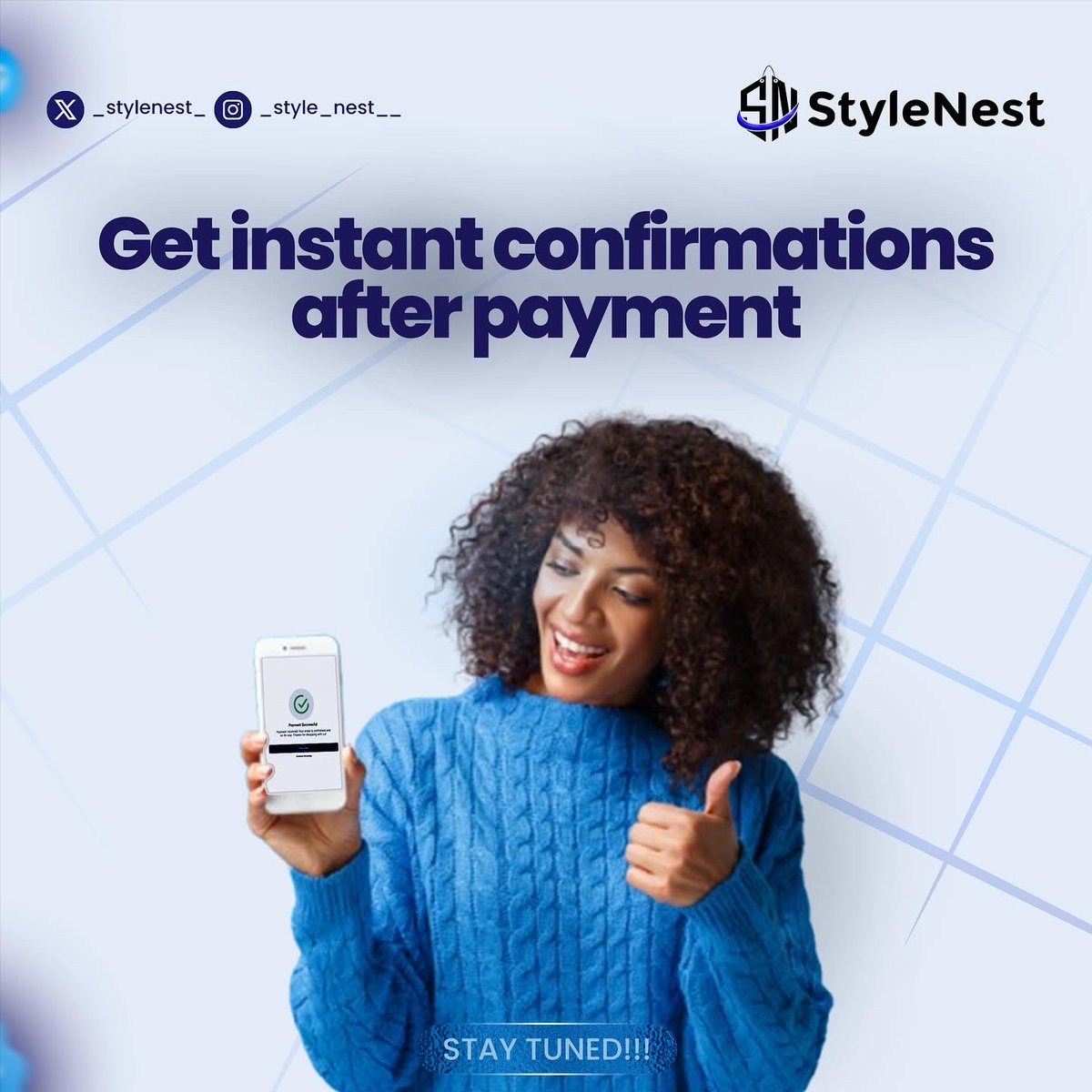 _stylenest_'s tweet photo. 💳 Secure Payments, Instant Confirmations!

At StyleNest, your transactions are Safe, Fast, and Reliable — whether you pay with Visa, Verve, or Mastercard.

✨ Enjoy seamless shopping and get instant confirmations right after payment!

🚀 Coming Soon… Stay Tuned! https://t.co/uLGN2Juz7q