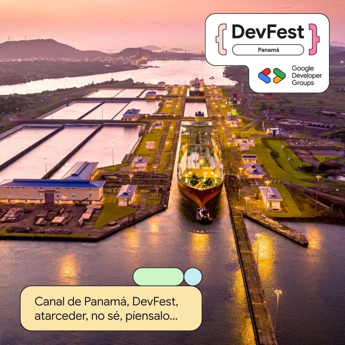 Este 🗓️ sábado 22 de noviembre ya tienes una cita, acompáñanos a disfrutar un buen ambiente donde juntaremos tecnologías, un buen networking, comida y una de las grandes maravillas del mundo. Desde las 🕘 8:30AM
#Panama #CanalDePanama #Atardecer #DevFest #IA #Cloud #Web #Mobile