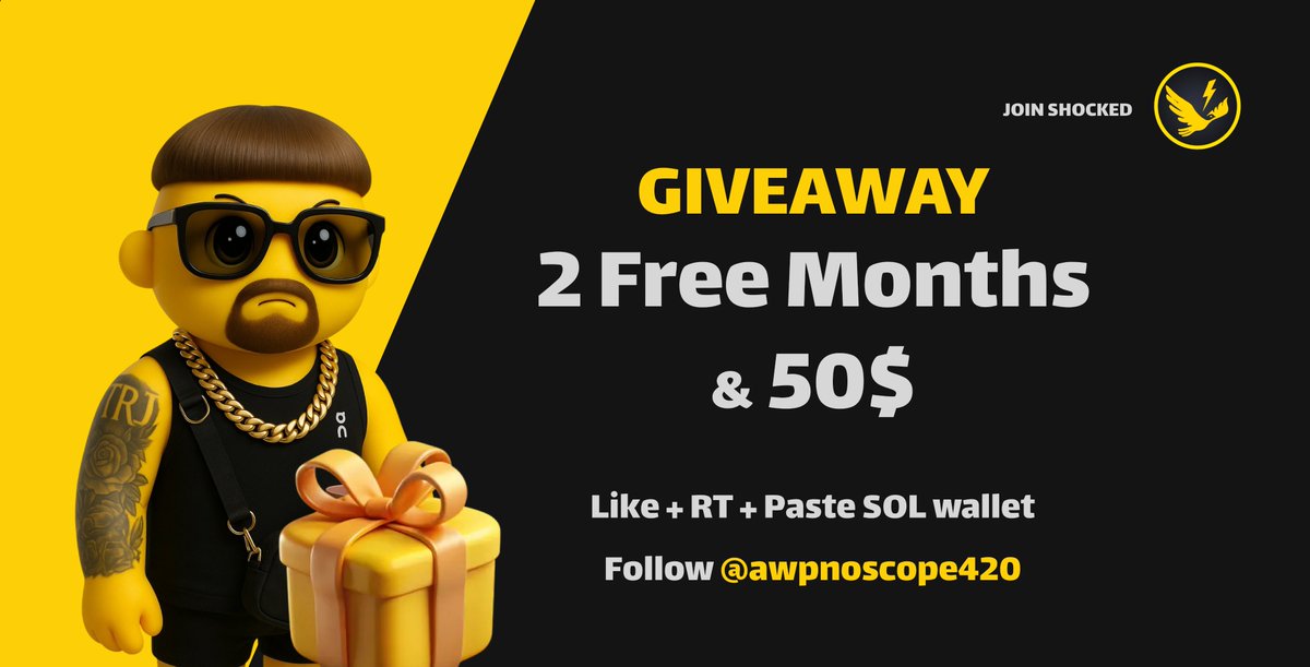 🎉 It is time to reward my followers! 🎉

2 Free Months to join <a href="/Shocked/">Shocked</a>  + 50$

1. Like + RT
2. Drop $SOL wallet
3. Follow me

⏰ 24 Hours