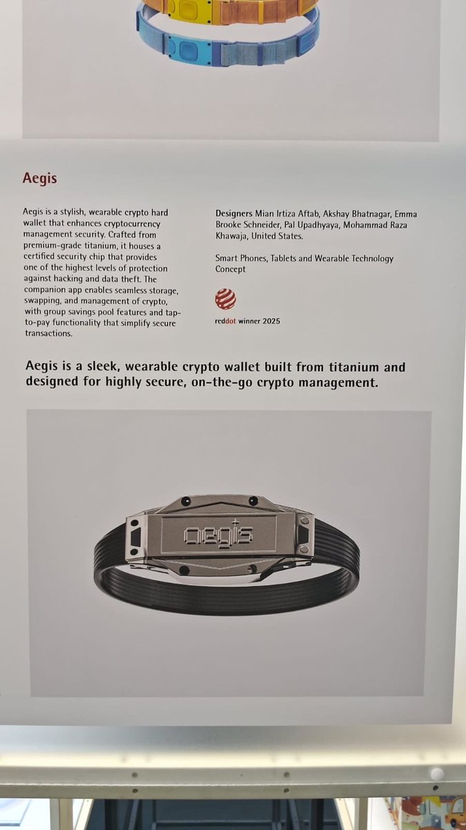 mianirtizaaftab's tweet image. Won and got my product featured in the most prestigious design awards magazine @reddot ! 

Thankful to the team for supporting the vision of wearable crypto hardware wallets. 

Who wants an Aegis? 😁

#Crypto #wallet #reddot #productdesign