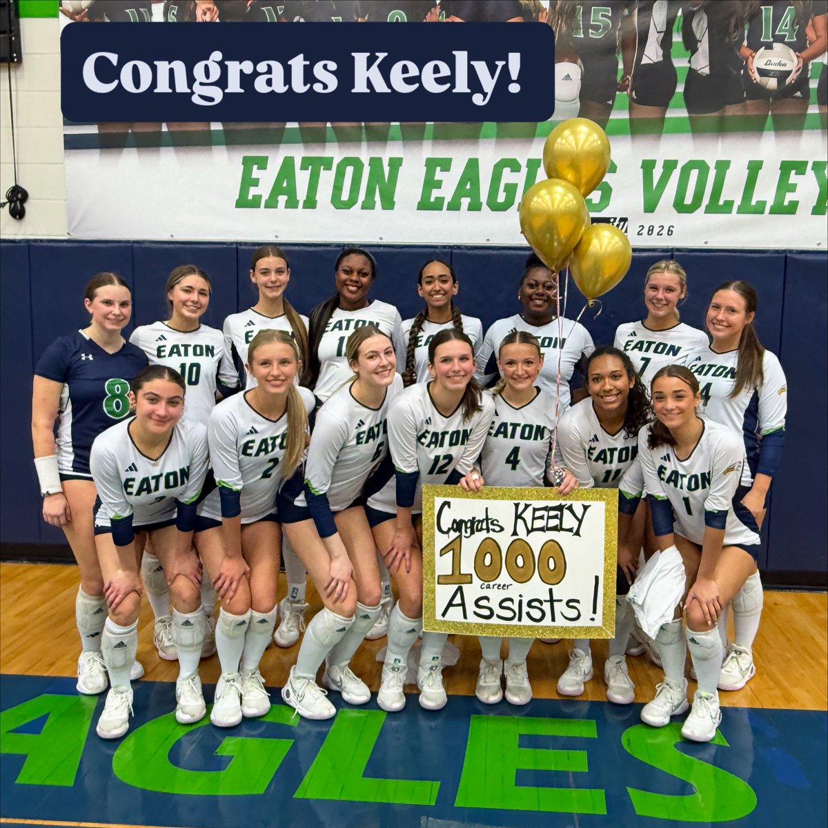 Congratulations <a href="/keelydepauw/">Keely D VB 2028</a> on reaching 1,000 career assists! So proud of you and all the hard work you have put into setting! 💚🦅🏐
