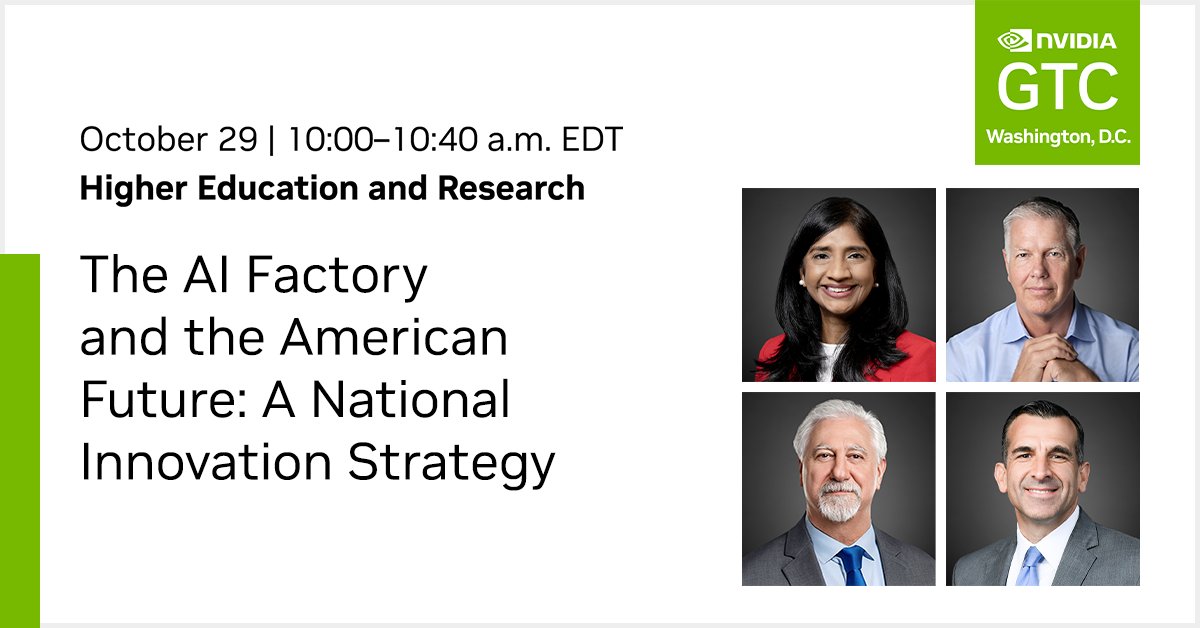 NVIDIAGTC's tweet image. From Capitol Hill to Silicon Valley, America is defining the future of AI.💡 

Join U.S. Representative Sam Liccardo, Lieutenant Governor of Maryland Aruna Miller, NVIDIA co-founder Chris Malachowsky and NVIDIA VP of Americas Enterprise Sales Charles Wuischpard, as they share…
